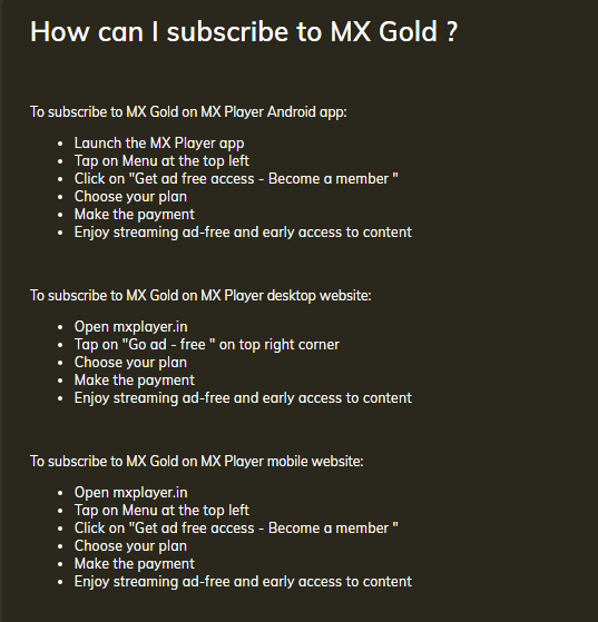 mx player gold subscription